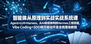 智能体从原理到实战系统课Agent=LLM+Harness，从AI底层架构到Hermes工程搭建，Vibe Coding+SDD规范驱动开发全栈落地教程-赚钱驿站