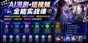 AI漫剧+短视频全能实战课|零基础从账号搭建、AI图文生视频、漫剧剧本创作到剪辑成片、合规过审、版权登记全落地教学-赚钱驿站