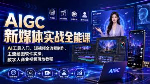 AIGC新媒体实战全能课|AI工具入门、短视频全流程制作、主流绘图软件实操、数字人商业视频落地教程-赚钱驿站