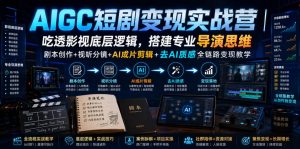 AIGC短剧变现实战营|吃透影视底层逻辑,搭建专业导演思维,剧本创作+视听分镜+AI成片剪辑+去AI质感全链路变现教学-赚钱驿站