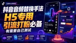 抖音音频替换手法H5专用，引流打粉必备，有需要自己测试-赚钱驿站