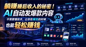 躺賺睡后收入的秘密!AI自动发爆款内容,不需要懂技术,让你在睡觉的时候也能轻松賺钱【原创双语字幕】-赚钱驿站