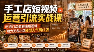 手工店短视频运营引流实战课,吃透门店盈利底层逻辑,助力无名小店转型人气网红店-赚钱驿站