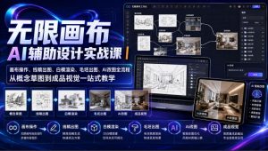 无限画布AI辅助设计实战课|画布操作、线稿出图、白模渲染、毛坯出图、AI改图全流程,从概念草图到成品视觉一站式教学-赚钱驿站