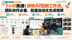 1小时跑通!邪修AI短剧工作流,团队协作必备,批量自动化生成视频-赚钱驿站