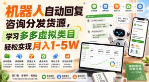 机器人自动回复咨询分发货源,学习多多虚拟类目轻松实现月入1-5W【揭秘】-赚钱驿站