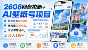 2606网盘拉新+AI壁纸号项目，用AI绘画原创壁纸，賺网盘拉新收益，手机即可操作，月入1W+-赚钱驿站