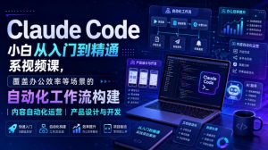 Claude Code小白从入门到精通系视频课，覆盖办公效率等场景的自动化工作流构建|内容自动化运营|产品设计与开发-赚钱驿站