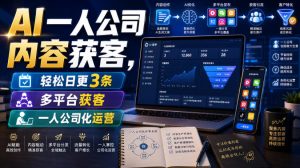 AI一人公司内容获客，轻松日更3条，多平台获客，一人公司化运营（更新0827）-赚钱驿站