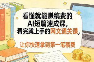 看懂就能賺稿费的AI短篇速成课，看完就上手的网文通关课，让你快速拿到第一笔稿费（更新8月）-赚钱驿站