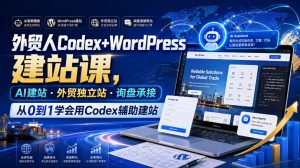 外贸人Codex+WordPress建站课,AI建站·外贸独立站·询盘承接,从0到1学会用Codex辅助建站(更新0810)-赚钱驿站