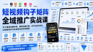 短视频钩子矩阵全域推广实战课｜五大赛道流量布局、爆款选题文案、全平台排名优化、AI批量创作与私域导流全体系教程-赚钱驿站