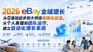 2026 eBay全域增长,从0基础起步到大师级规模化放量,从个人英雄到团队运作,建立自动化增长系统-赚钱驿站