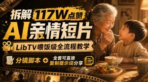 拆解117W点赞AI亲情短片，LibTV喂饭级全流程教学，分镜脚本+全套可直接复制提示词分享-赚钱驿站