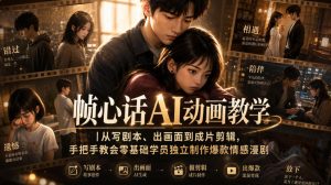 帧心话AI动画教学｜从写剧本、出画面到成片剪辑，手把手教会零基础学员独立制作爆款情感漫剧-赚钱驿站