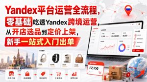 Yandex平台运营全流程,零基础吃透Yandex跨境运营,从开店选品到定价上架,新手一站式入门出单-赚钱驿站
