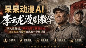 呆呆动漫AI李云龙漫剧教学，从人设复刻、脚本改编、画面生成、动态配音到剪辑全流程一节课讲透-赚钱驿站