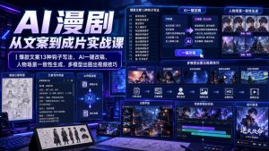 AI漫剧从文案到成片实战课|爆款文案13种钩子写法、AI一键改稿、人物场景一致性生成、多模型出图出视频技巧-赚钱驿站