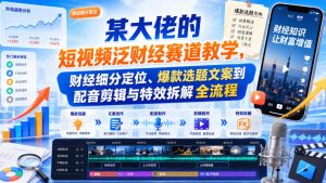 某大佬的短视频泛财经赛道教学，财经细分定位、爆款选题文案到配音剪辑与特效拆解全流程-赚钱驿站