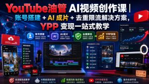 YouTube油管AI视频创作课|账号搭建+AI成片+去重限流解决方案,YPP变现一站式教学-赚钱驿站