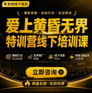 爱上黄昏无界特训营AI推广实战7月27-30杭州线下课，AI落地淘宝最完整的课程，学天猫淘宝的老板必看-赚钱驿站