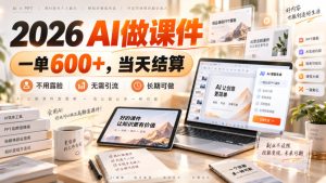2026 AI做课件，一单600+，当天结算，不用露脸，无需引流，长期可做【揭秘】-赚钱驿站
