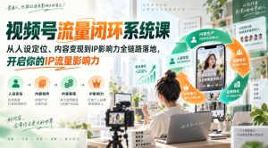 视频号流量闭环系统课,从人设定位、内容变现到IP影响力全链路落地,开启你的IP流量影响力-赚钱驿站