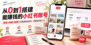从0到1搭建能賺钱的小红书账号,定位+内容+运营三天跑通变现闭环-赚钱驿站
