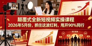 颠覆式全新短视频实操课程,抓住这波红利,甩开90%同行(更新2026年9月份)-赚钱驿站