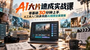 AI大片速成实战课｜零基础30分钟上手，从工具入门到多风格AI视频全案落地​-赚钱驿站