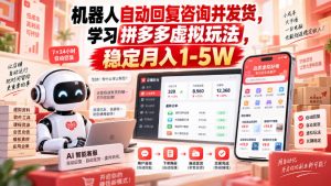 机器人自动回复咨询并发货，学习拼多多虚拟玩法，稳定月入1-5W【揭秘】-赚钱驿站
