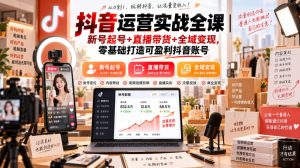 抖音运营实战全课|新号起号+直播带货+全域变现,零基础打造可盈利抖音账号-赚钱驿站