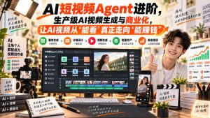 AI短视频Agent进阶,生产级AI视频生成与商业化,让AI视频从”能看”真正走向”能賺钱”-赚钱驿站