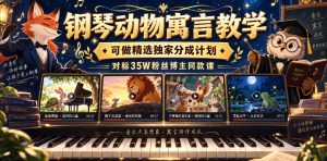 钢琴动物寓言教学，可做精选独家分成计划，对标35W粉丝博主同款课-赚钱驿站