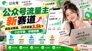 公众号流量主新赛道，转发点赞高，10天收益3.5k+小白可做，详细拆解-赚钱驿站