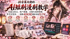 抖音某大佬的Ai短剧漫剧教学，从选文改文、资产搭建、分镜生成到剪辑、多平台发布，一部剧41集5亿播放变现几十W-赚钱驿站