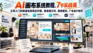 AI画布系统教程,7节实战课从零入门到精通电商商品作图、精准提示词、视频复刻、广告成片制作-赚钱驿站