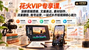 花火VIP专享课,深耕剪辑思维、文案表达、素材创作、流量翻倍、账号运营,一站式补齐短视频核心能力-赚钱驿站