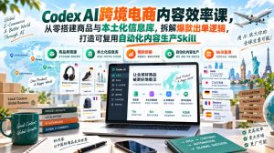 Codex AI跨境电商内容效率课,从零搭建商品与本土化信息库,拆解爆款出单逻辑,打造可复用自动化内容生产Skill-赚钱驿站