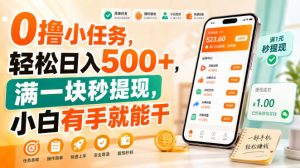 0撸小任务,轻松日入500+,满一块秒提现,小白有手就能干【揭秘】-赚钱驿站