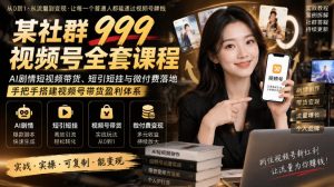 某社群999视频号全套课程,AI剧情短视频带货、短引短挂与微付费落地,手把手搭建视频号带货盈利体系-赚钱驿站