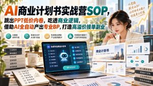 【无水印】AI商业计划书实战营SOP，跳出PPT低价内卷，吃透商业逻辑，借助AI全自动产出专业BP，打造高溢价接单副业-赚钱驿站