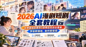 【无水印】2026AI漫剧短剧全套教程,从零基础启蒙到S级精品实战全覆盖,学会即落地、制作即变现-赚钱驿站
