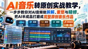 AI音乐转原创实战教学,一步步教你对AI音频做拆解、重塑与精修,把AI半成品打磨成完整原创音乐作品-赚钱驿站