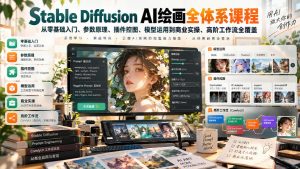 【无水印】Stable Diffusion AI绘画全体系课程，从零基础入门、参数原理、插件控图、模型运用到商业实操、高阶工作流全覆盖-赚钱驿站