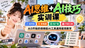 【无水印】AI思维+AI技巧实训课，全方位、多角度、无广告、不卖工具，从0开始的保姆级AI工具通用使用教学-赚钱驿站