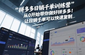 拼多多日销千单训练营,从0开始带你做好拼多多,让日销千单可以快速复制(更新26年9月)-赚钱驿站