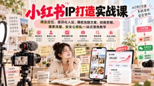 小红书ip打造实战课,商业定位、差异化人设、爆款选题文案、拍摄剪辑、搜索流量、安全公转私一站式落地教学-赚钱驿站