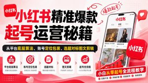 小红书精准爆款起号运营秘籍,从平台底层算法、账号定位包装、选题对标图文剪辑,小白从零起号全流程-赚钱驿站