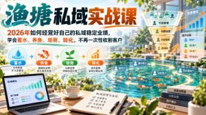 渔塘私域实战课,2026年如何经营好自己的私域稳定业绩,学会蓄水、养鱼、培育、转化,不再一次性收割客户-赚钱驿站